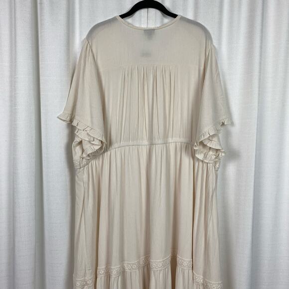 Torrid Whisper White Cream Gauze Y Neck Maxi Dress Sz.4 NWT - Picture 12 of 16